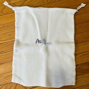 White Aria Sky Suite Waffle Knit Pull String Accessories Bag